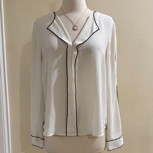 Express Cream Blouse with Black Trim
